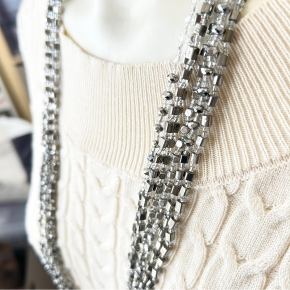 Chico's Jewelry - CHICO’S Elegant Silver and Clear Seed Bead Necklace